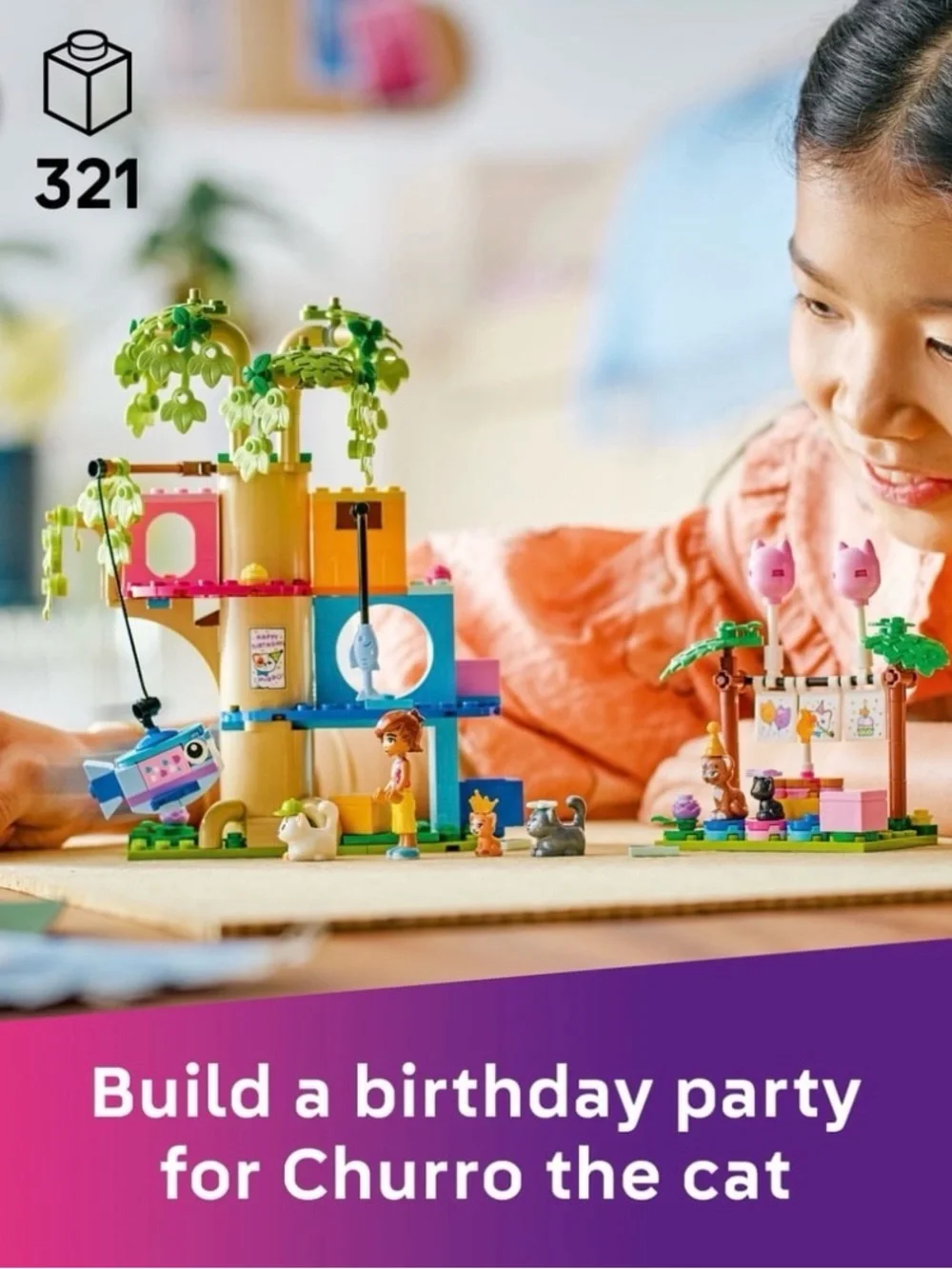 Lego Friends Cat Birthday Party & Treehouse Building